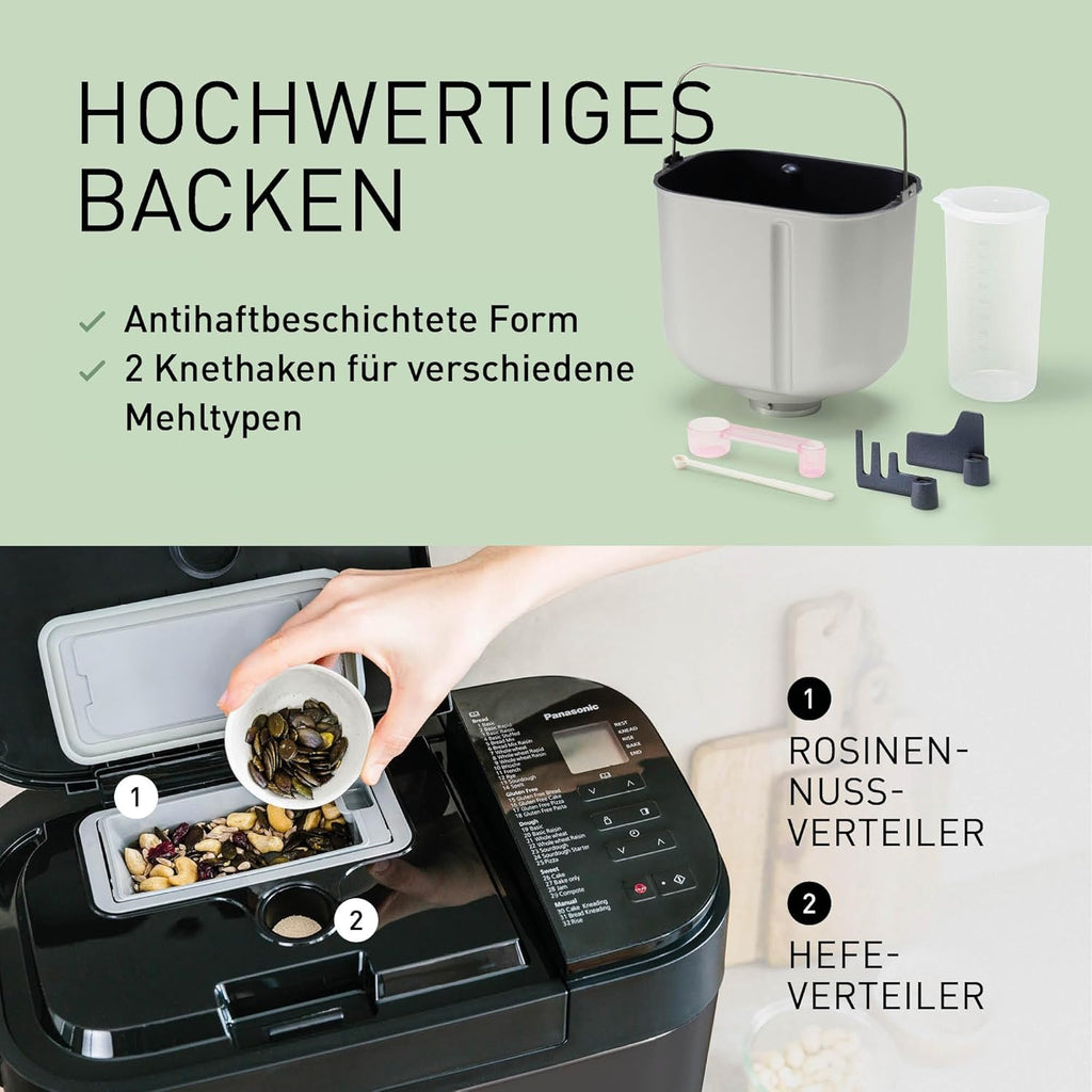 Panasonic SD-YR2540 Premium Grau Vollautomatischer Brotbackautomat, horizontales Design und Hefespender