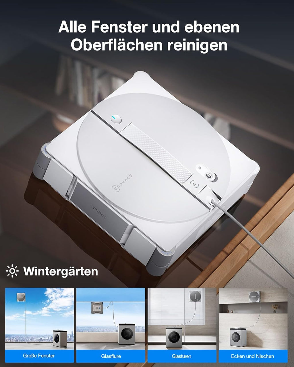 ECOVACS WINBOT W3 OMNI Fensterputzroboter mit Multifunktionsstation, Automatische Reinigung der Wischpads