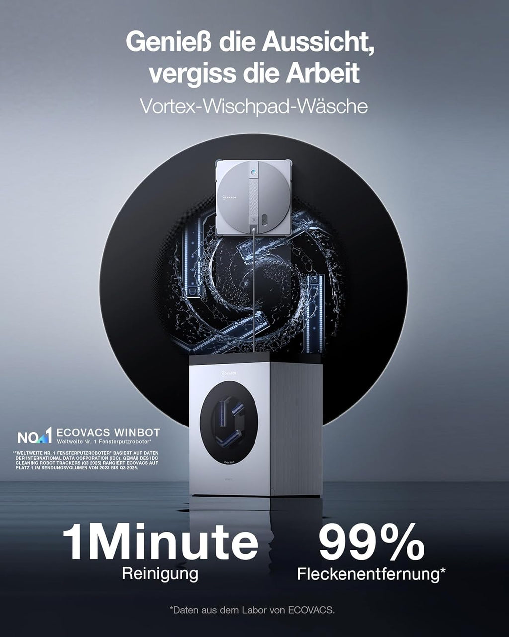 ECOVACS WINBOT W3 OMNI Fensterputzroboter mit Multifunktionsstation, Automatische Reinigung der Wischpads