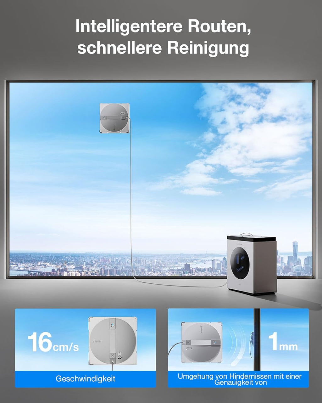 ECOVACS WINBOT W3 OMNI Fensterputzroboter mit Multifunktionsstation, Automatische Reinigung der Wischpads