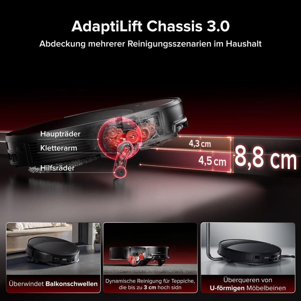 roborock Saros 20 Saugroboter mit Wischfunktion&angebbarem Wischmopp, AdaptiLift Chassis 3.0, 36.000 Pa Saugkraft
