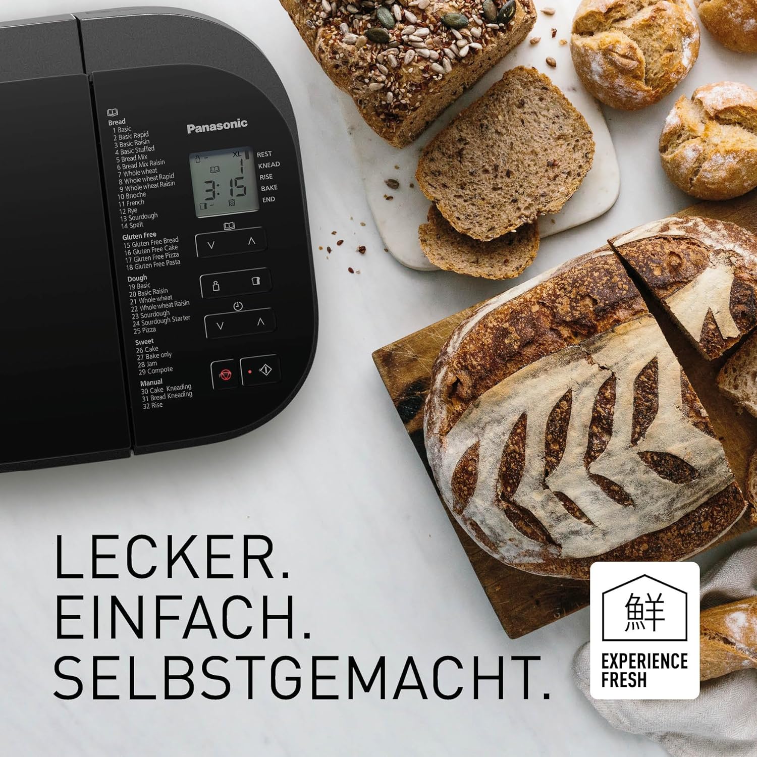 Panasonic SD-YR2540 Premium Grau Vollautomatischer Brotbackautomat, horizontales Design und Hefespender