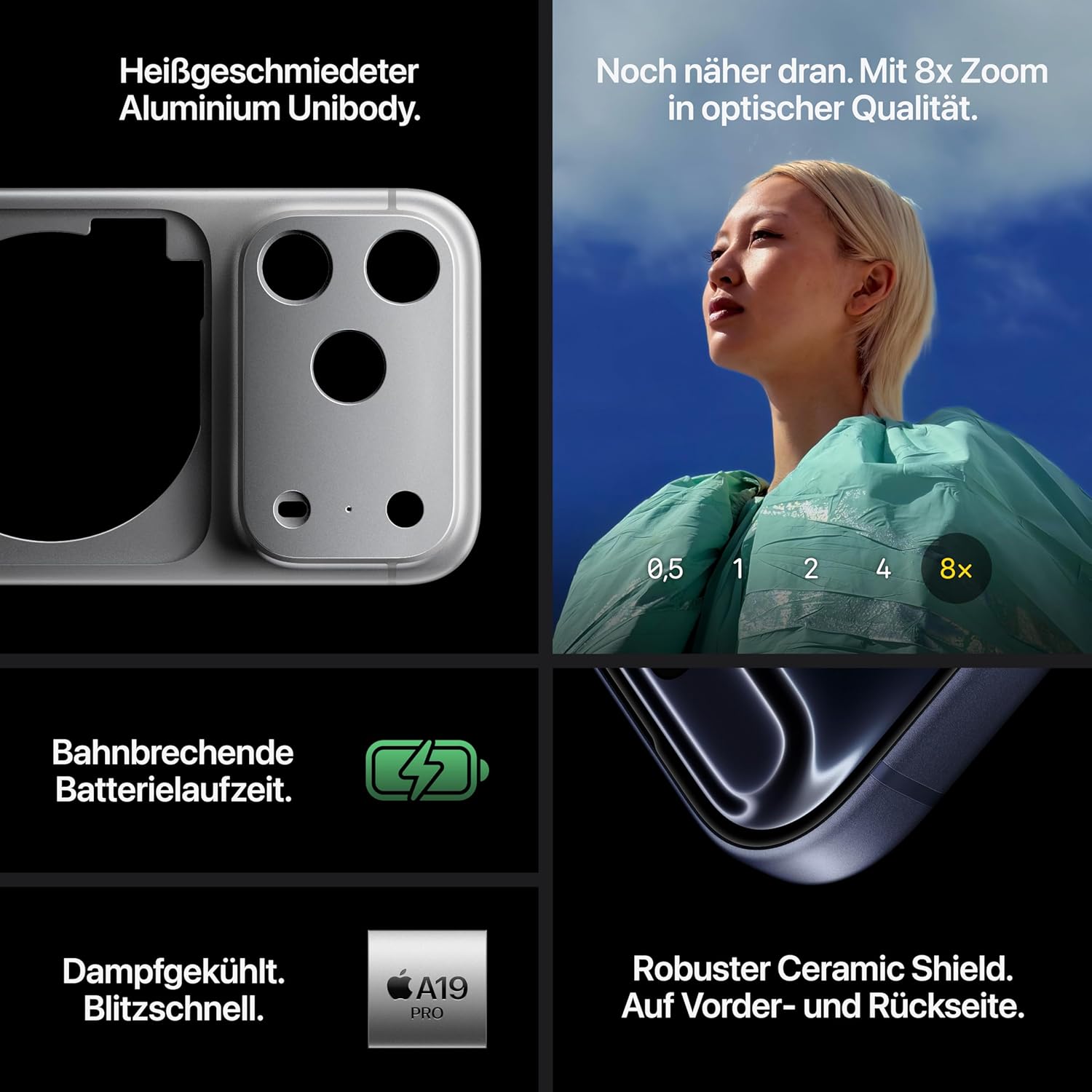 Apple iPhone 17 Pro 512 GB: 6,3" Display mit ProMotion bis zu 120 Hz, A19 Pro Chip