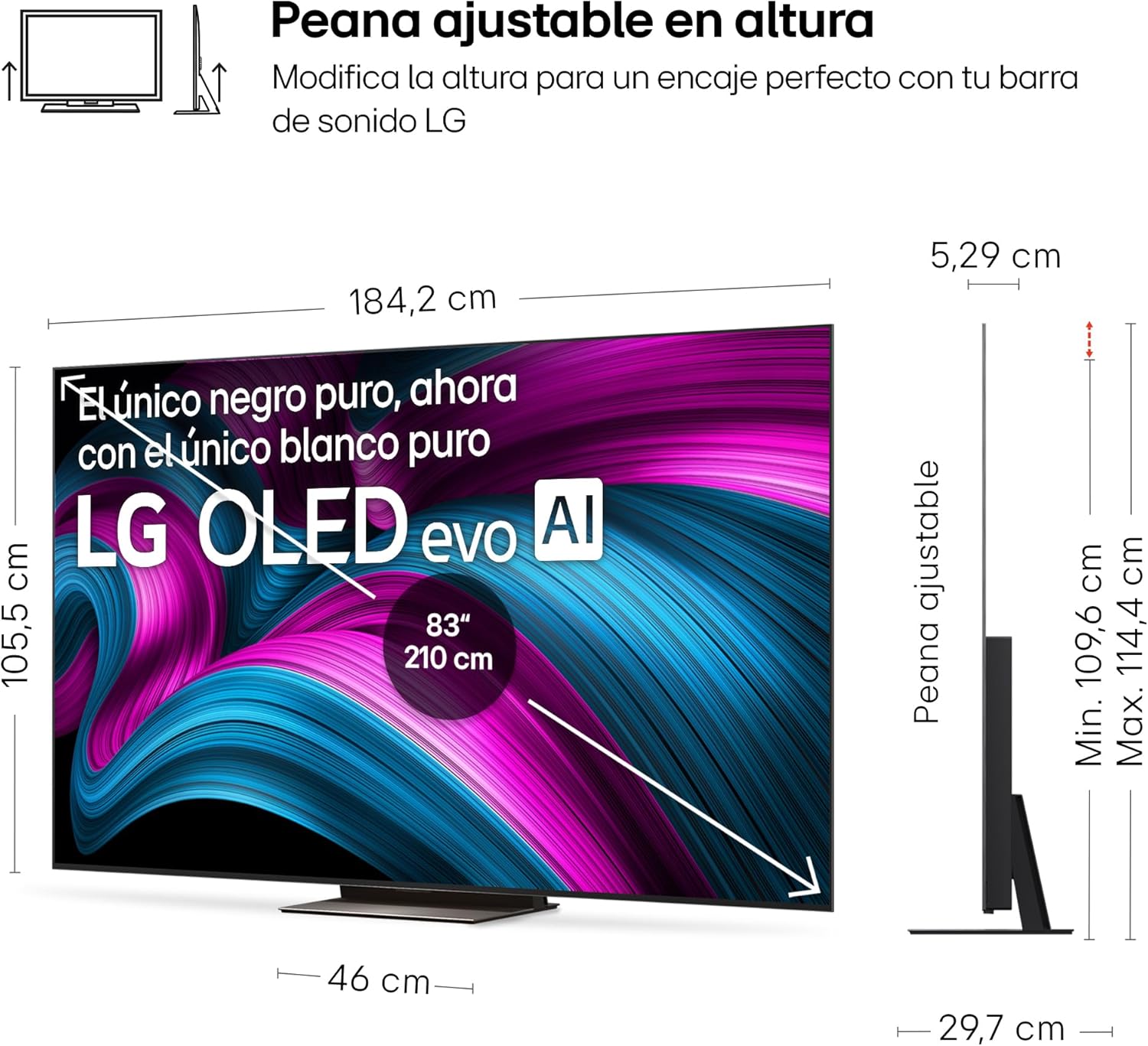 LG OLED83C5ELA TV 83 Zoll (210 cm) 4K OLED evo AI TV (α9 Gen8 4K AI Prozessor